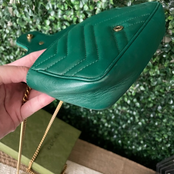 Gucci Green Super Mini Marmont Crossbody Full Set Authentic FINAL PRICE - Picture 11 of 15